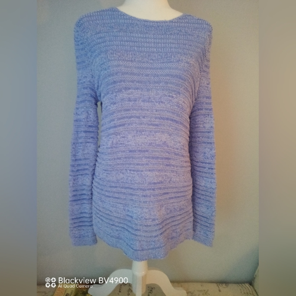 Dana Buchman light blue long knit sweater - M
